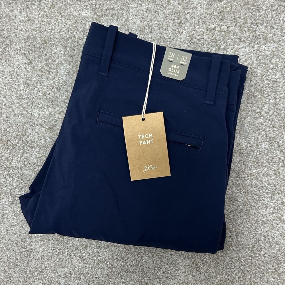 J Crew 484 Tech Pant‎ Men's 28x32 Slim Fit Straight Leg Blue Stretch Preppy NEW